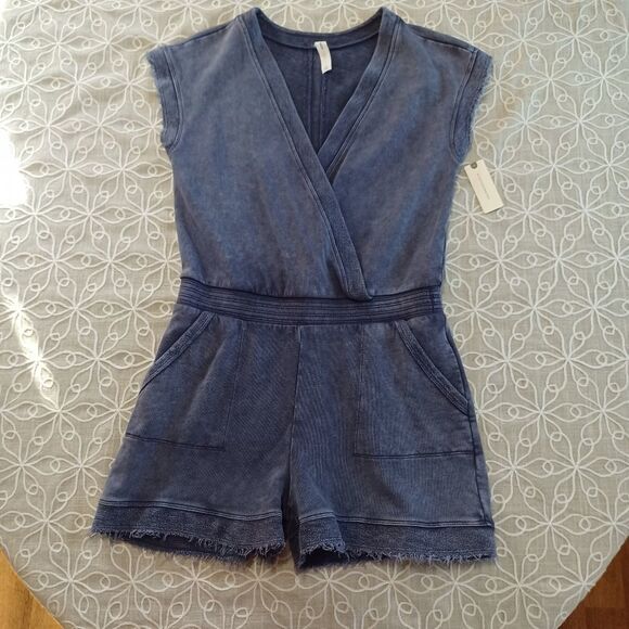 Anthropologie Daily Practice Romper Shorts 100% Cotton Faux Wrap Top. NWT - Picture 5 of 15